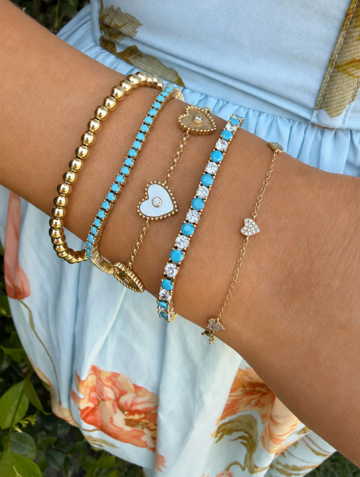 DEE ALTERNATING TURQUOISE & CZ TENNIS BRACELET