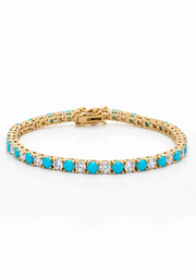 DEE ALTERNATING TURQUOISE & CZ TENNIS BRACELET