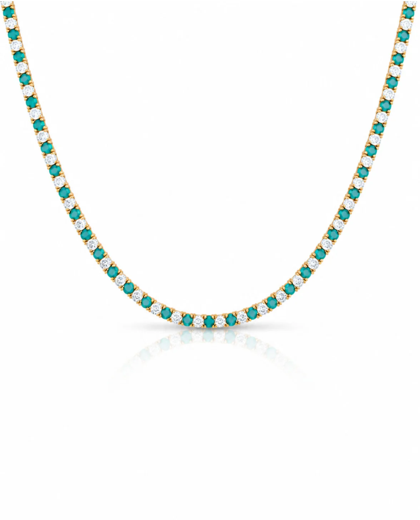 DEE ALTERNATING TURQUOISE & CZ TENNIS NECKLACE