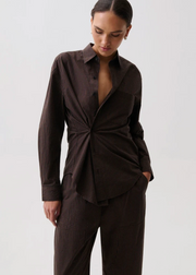 MILA L/S BUTTON DOWN WRAP TOP