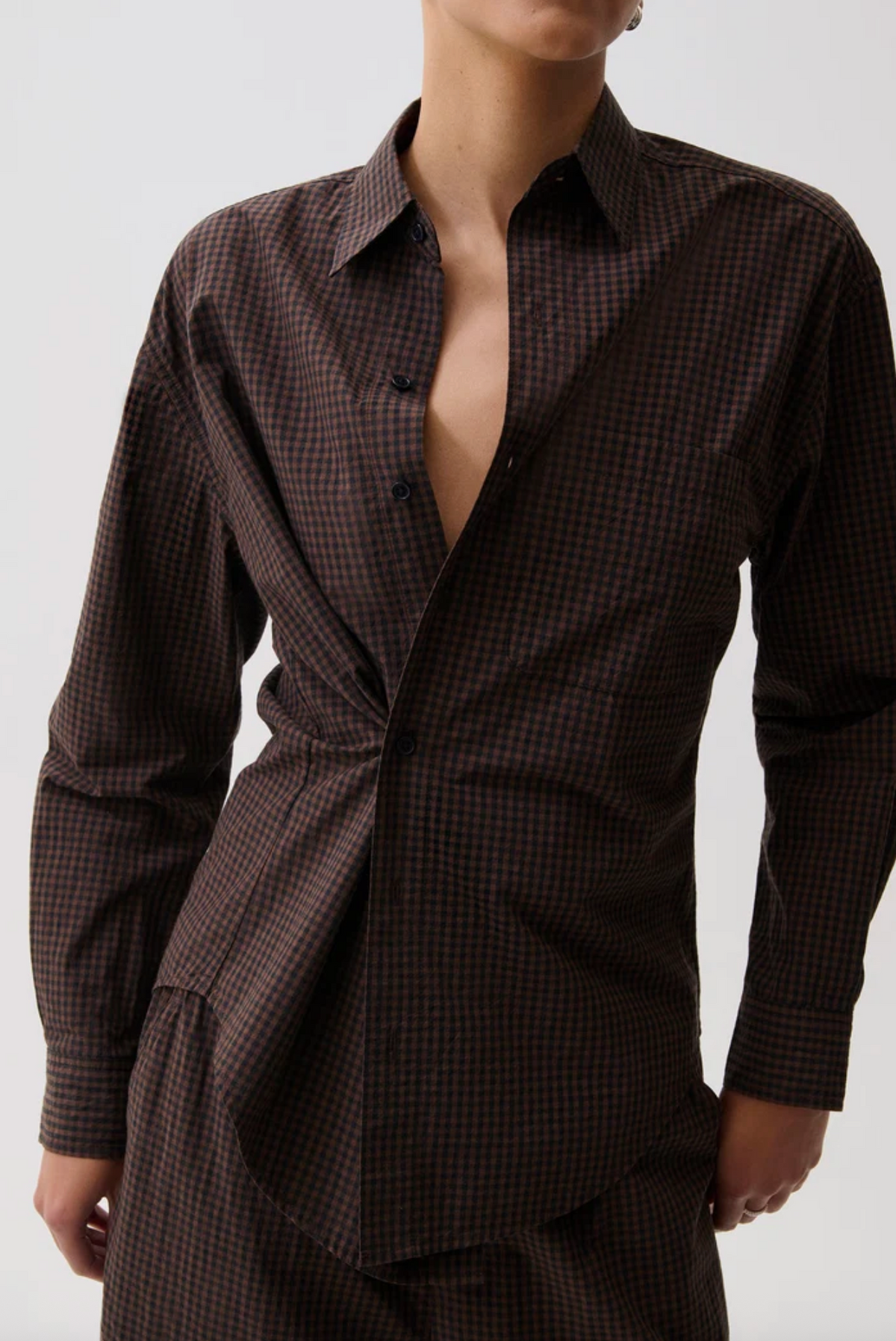 MILA L/S BUTTON DOWN WRAP TOP