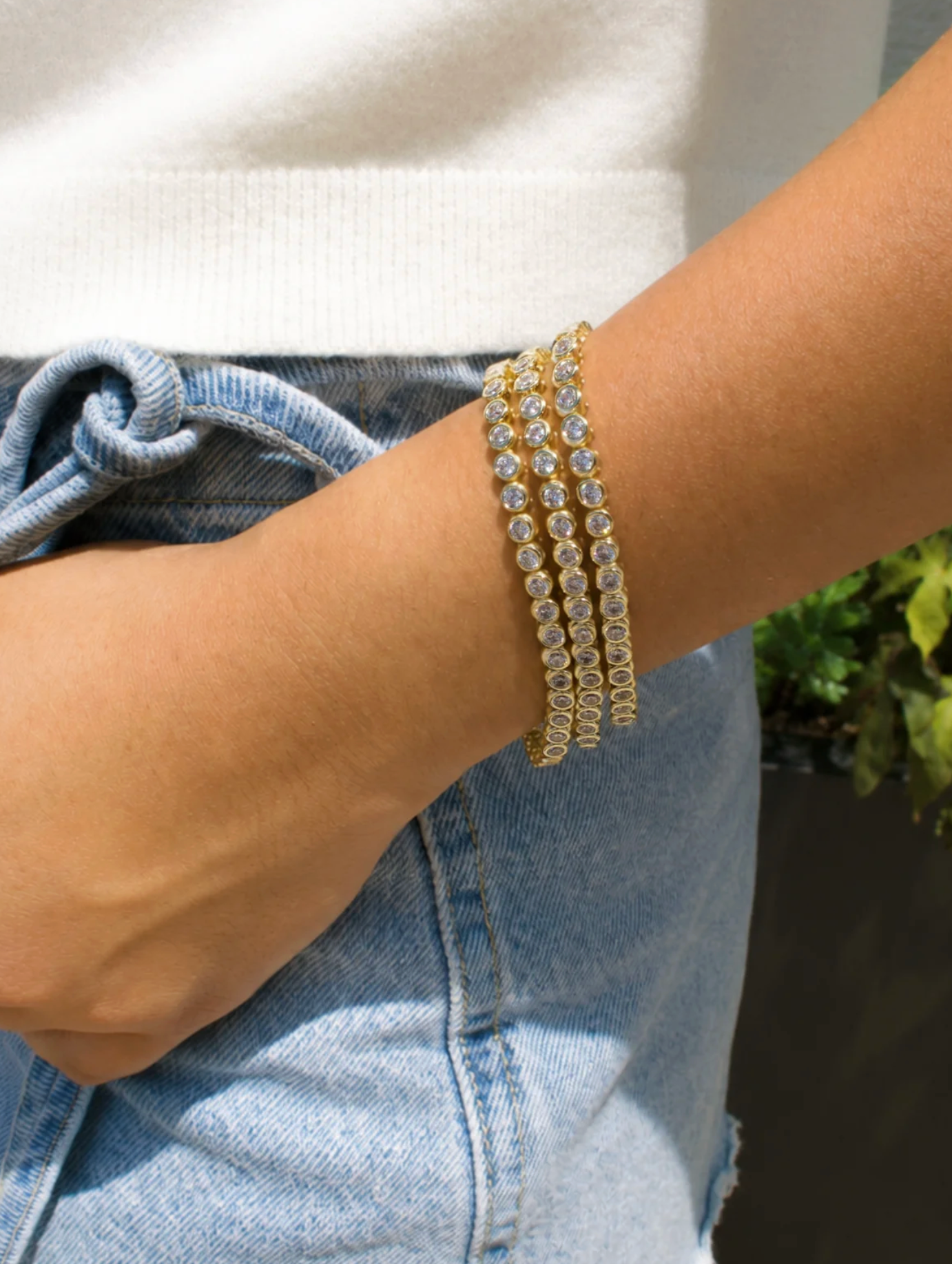 BLAIRE BEZEL CZ TENNIS BRACELET GOLD