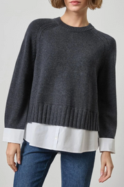 MIXED MEDIA CREWNECK SWEATER