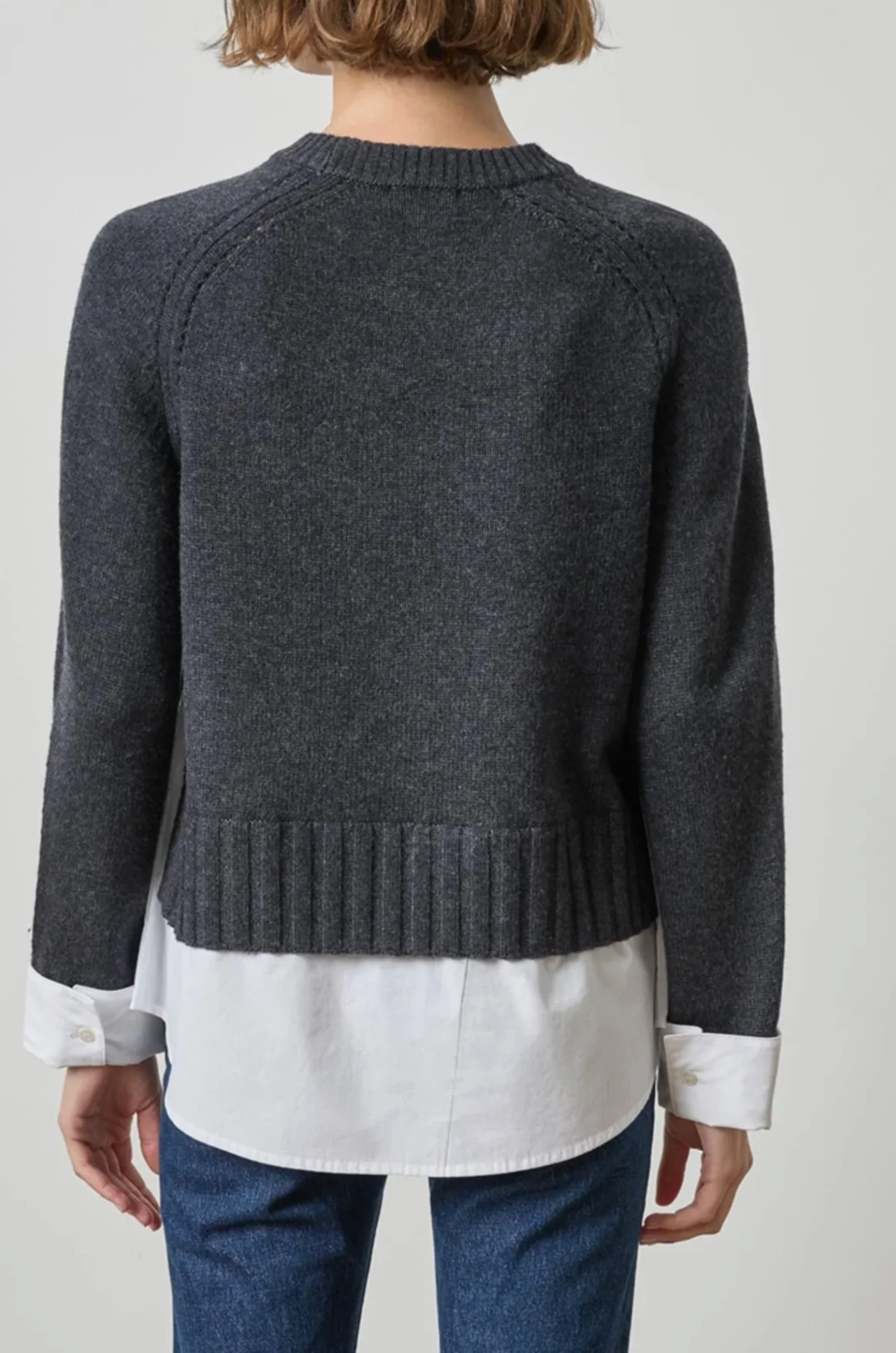 MIXED MEDIA CREWNECK SWEATER