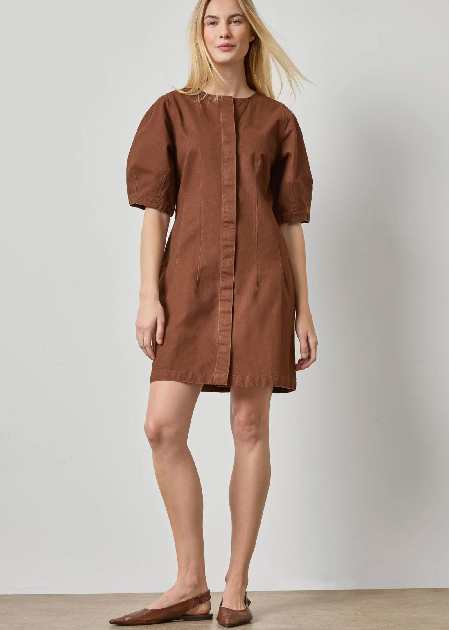 WASHED TWILL FULL SLEEVE SHIRT DRESS