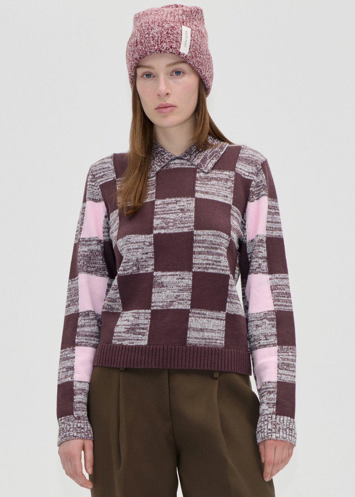MIX STRIPE POLO COLLAR SWEATER