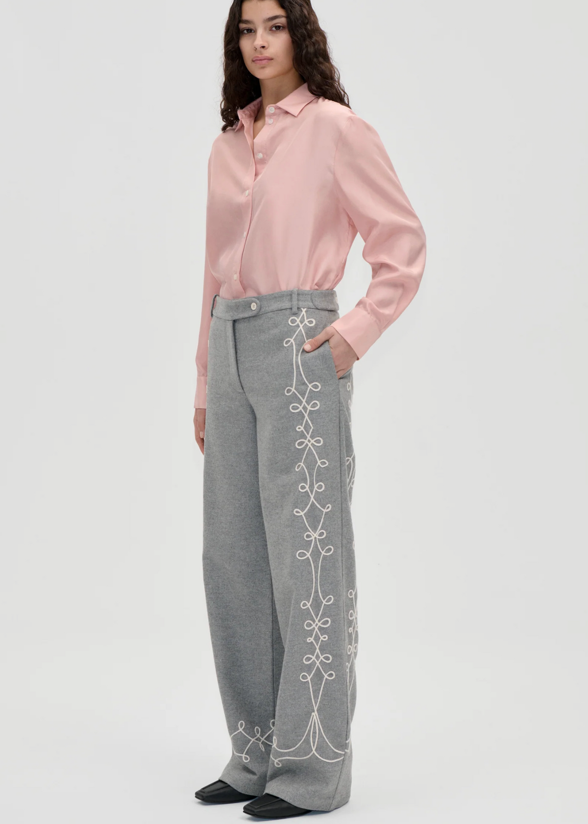 EMBROIDERED TAB PANTS
