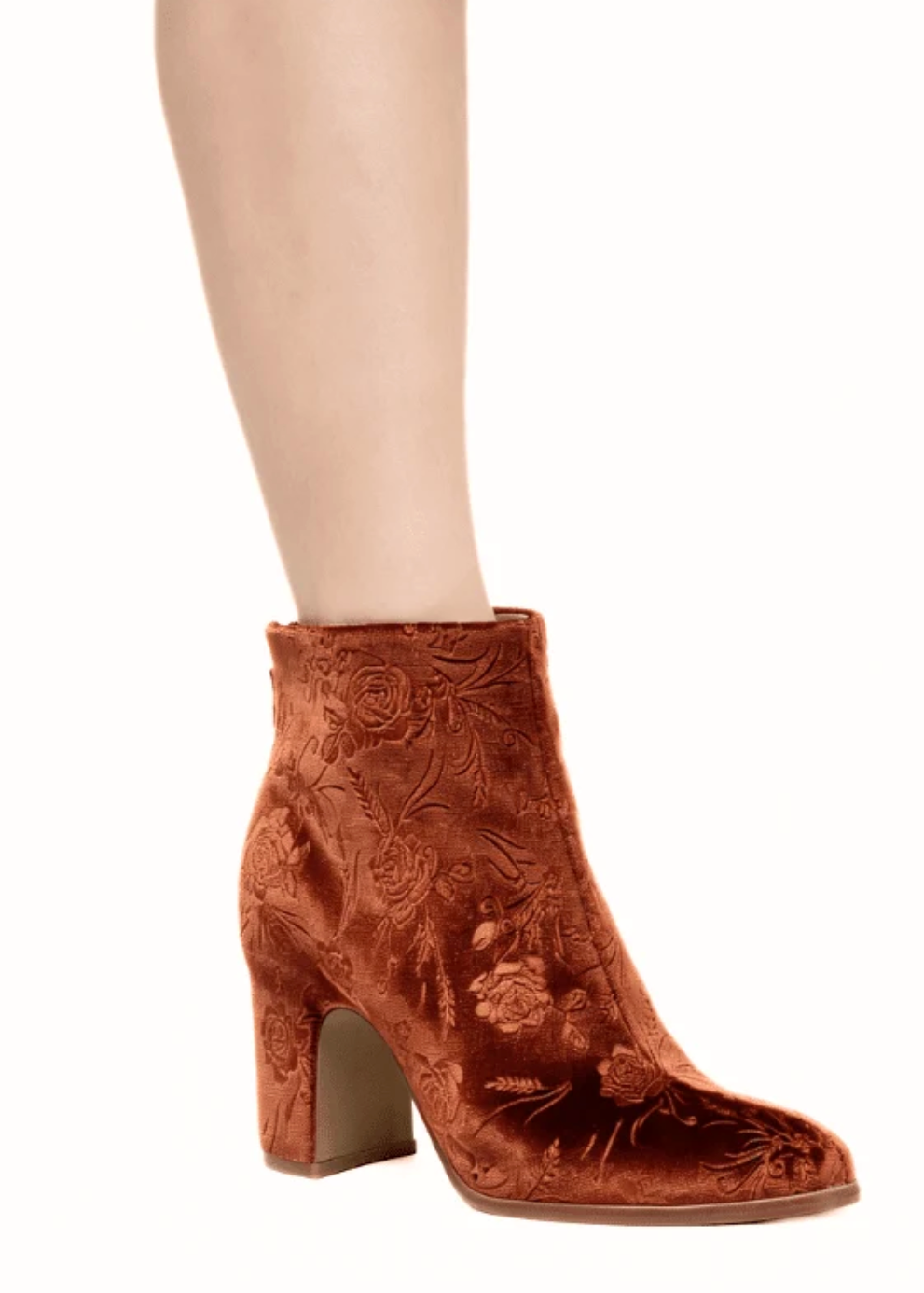 NOEL ROSE VELVET BOOTIE