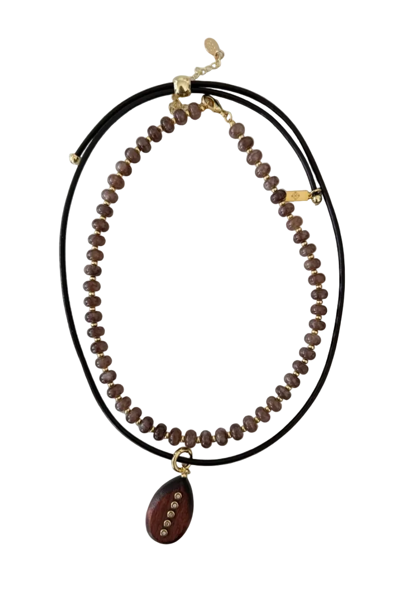 WOODEN DUSK NECKLACE BROWN