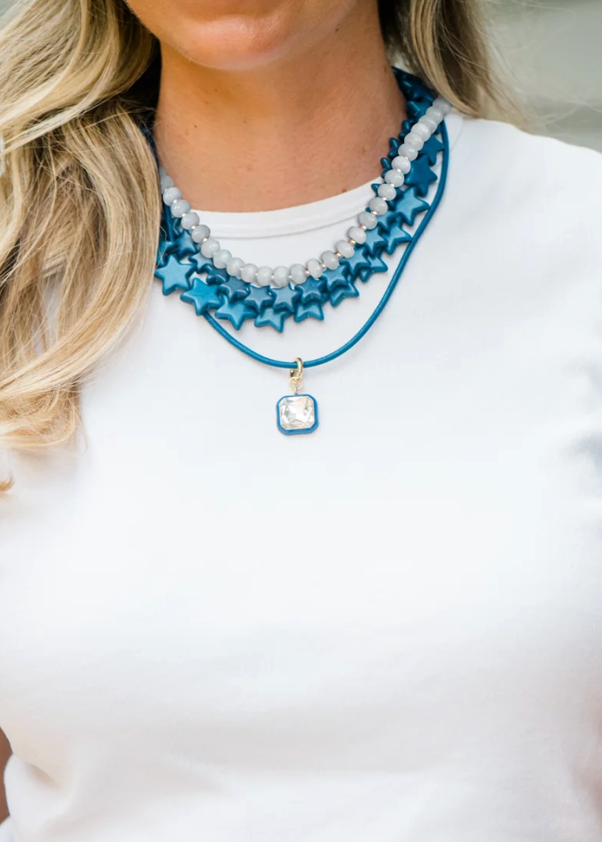 STAR NECKLACE LARGE DUSTY BLUE