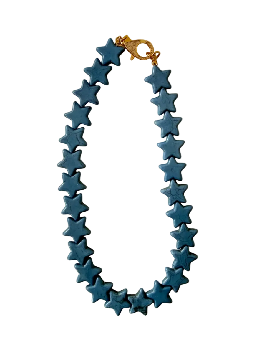 STAR NECKLACE LARGE DUSTY BLUE