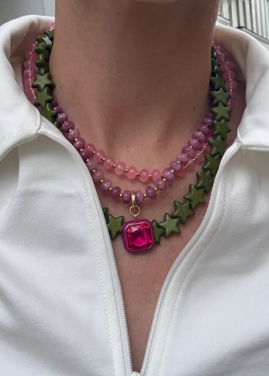 HARVEST PENDANT BEADED NECKLACE MULBERRY