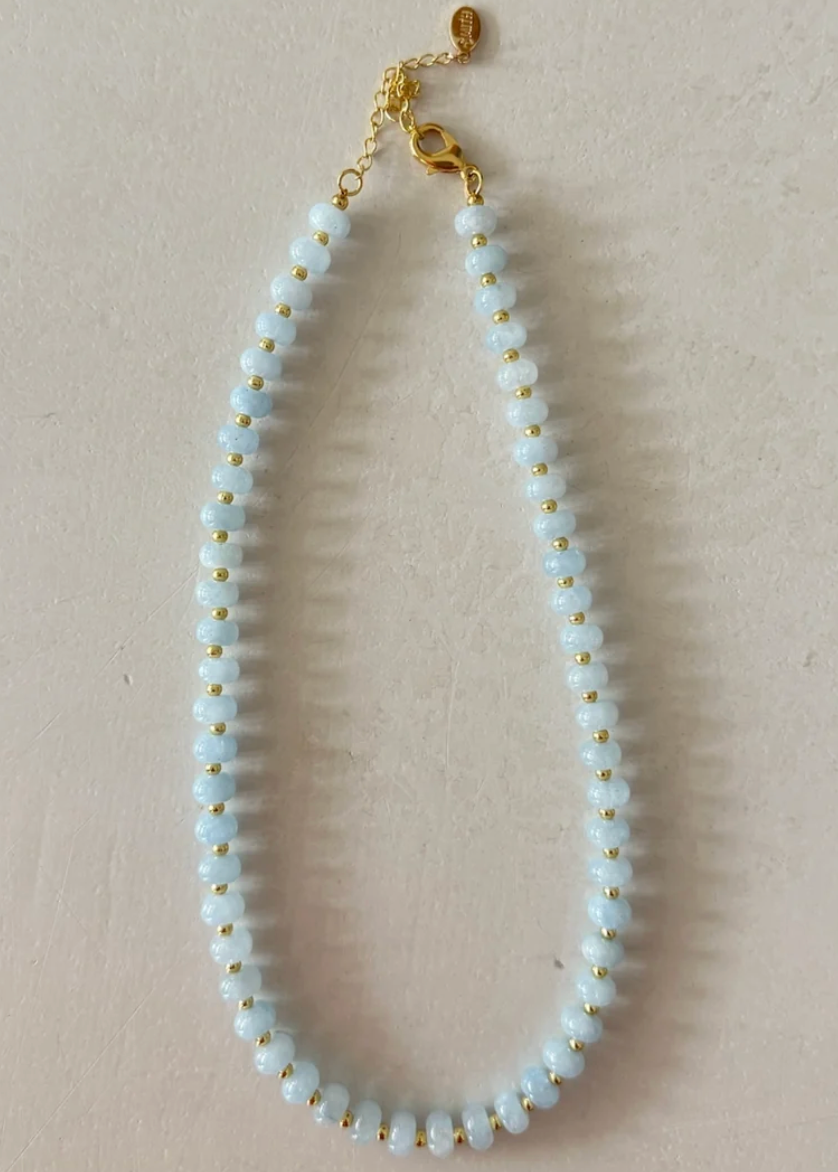 SEA GLASS NECKLACE DUSTY BLUE