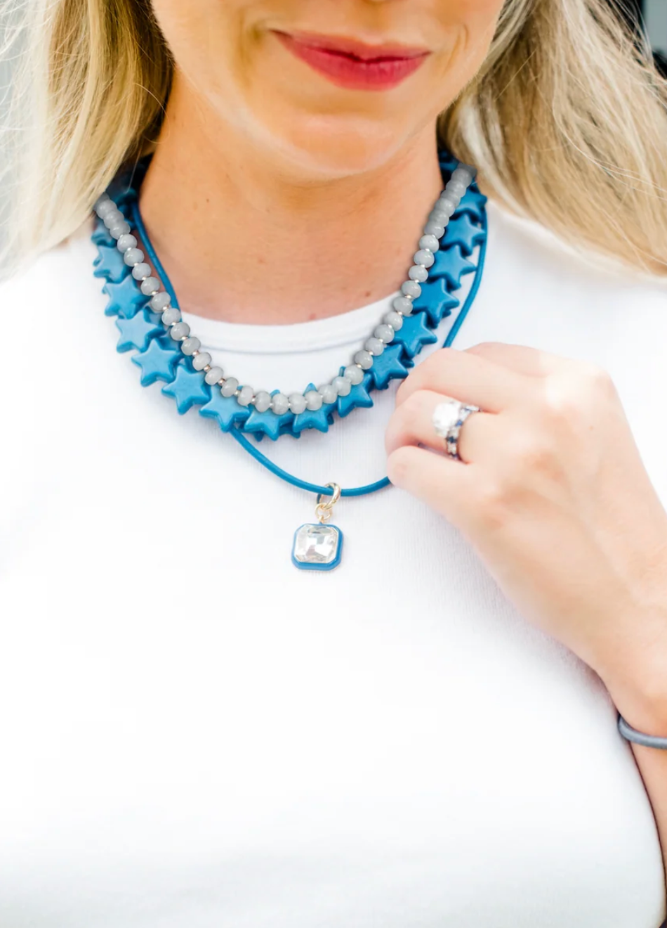 SEA GLASS NECKLACE DUSTY BLUE