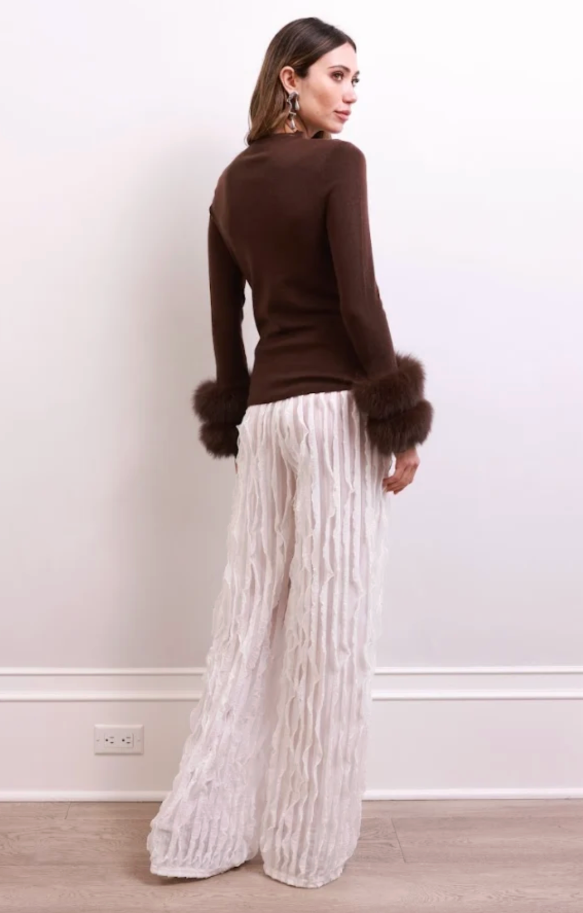 SAMARA REMOVABLE FUR CUFF WOOL SWEATER