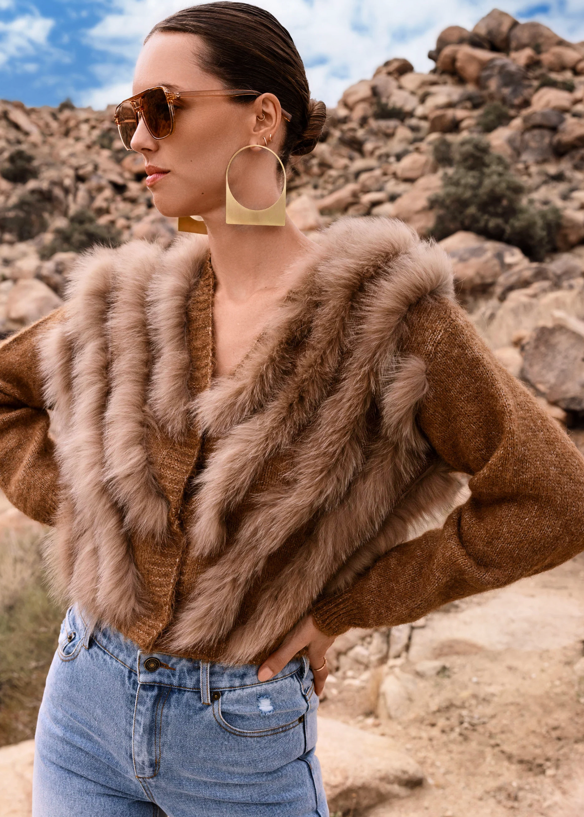 BY THE FIRESIDE GENUINE FUR & WOOL CARDIGAN