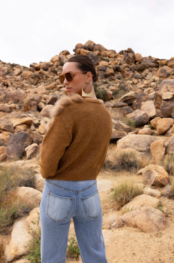 BY THE FIRESIDE GENUINE FUR & WOOL CARDIGAN
