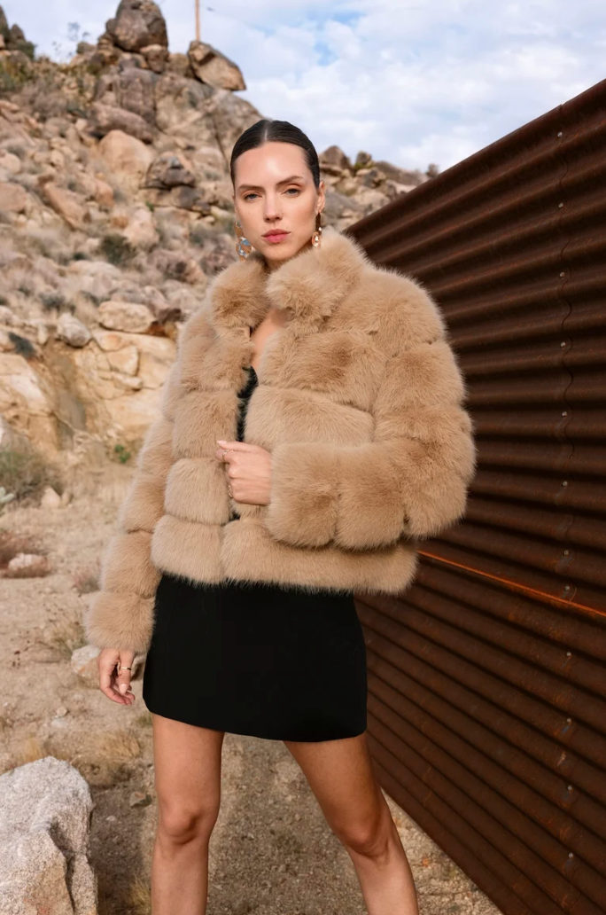 ELEVATED EVENINGS FAUX FUR JACKET