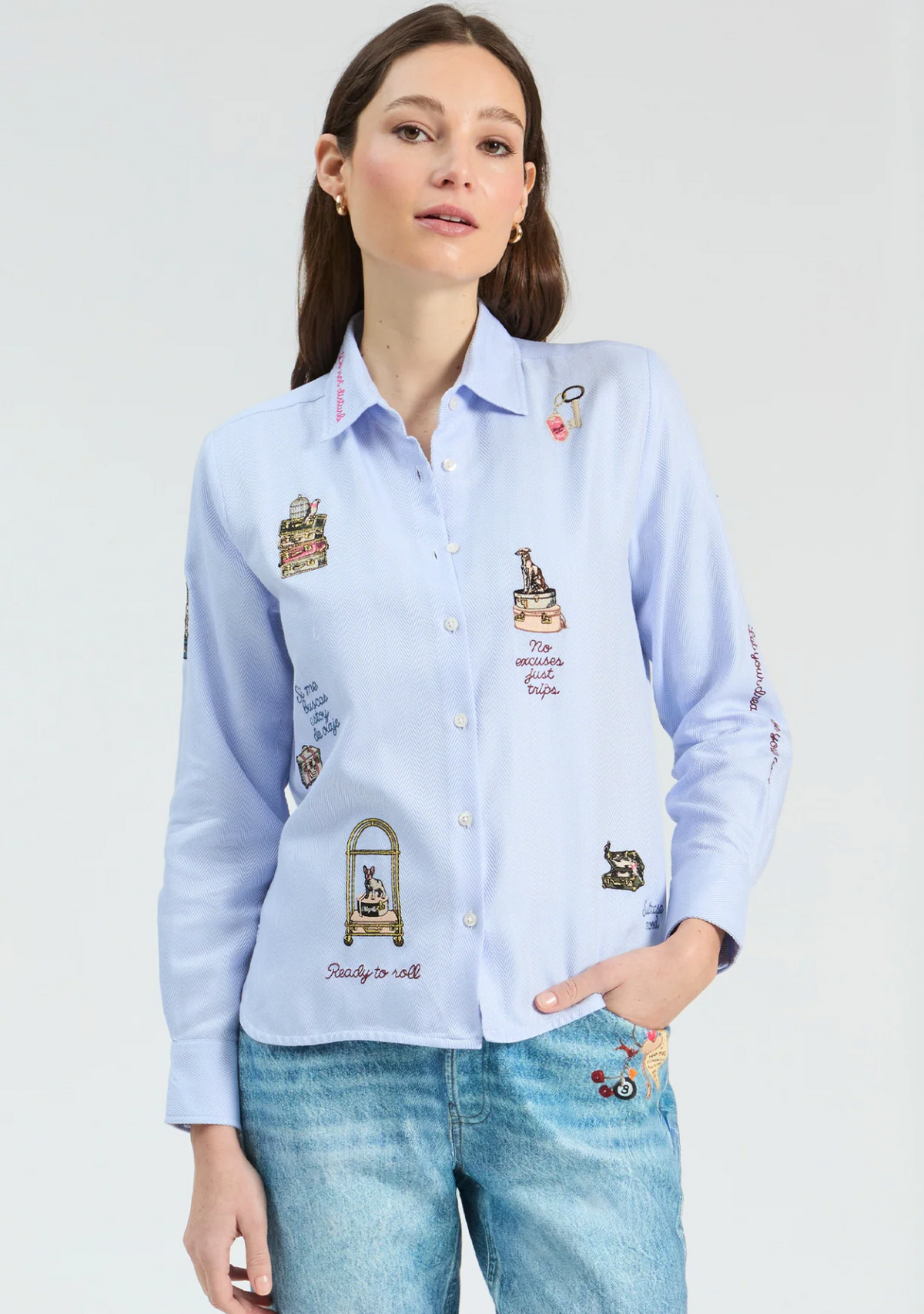 CAMISA ISA EMBROIDERED BUTTON UP