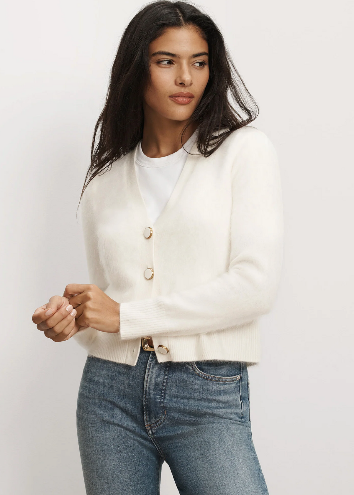 SOLENE BRUSHED CASHMERE CARDIGAN