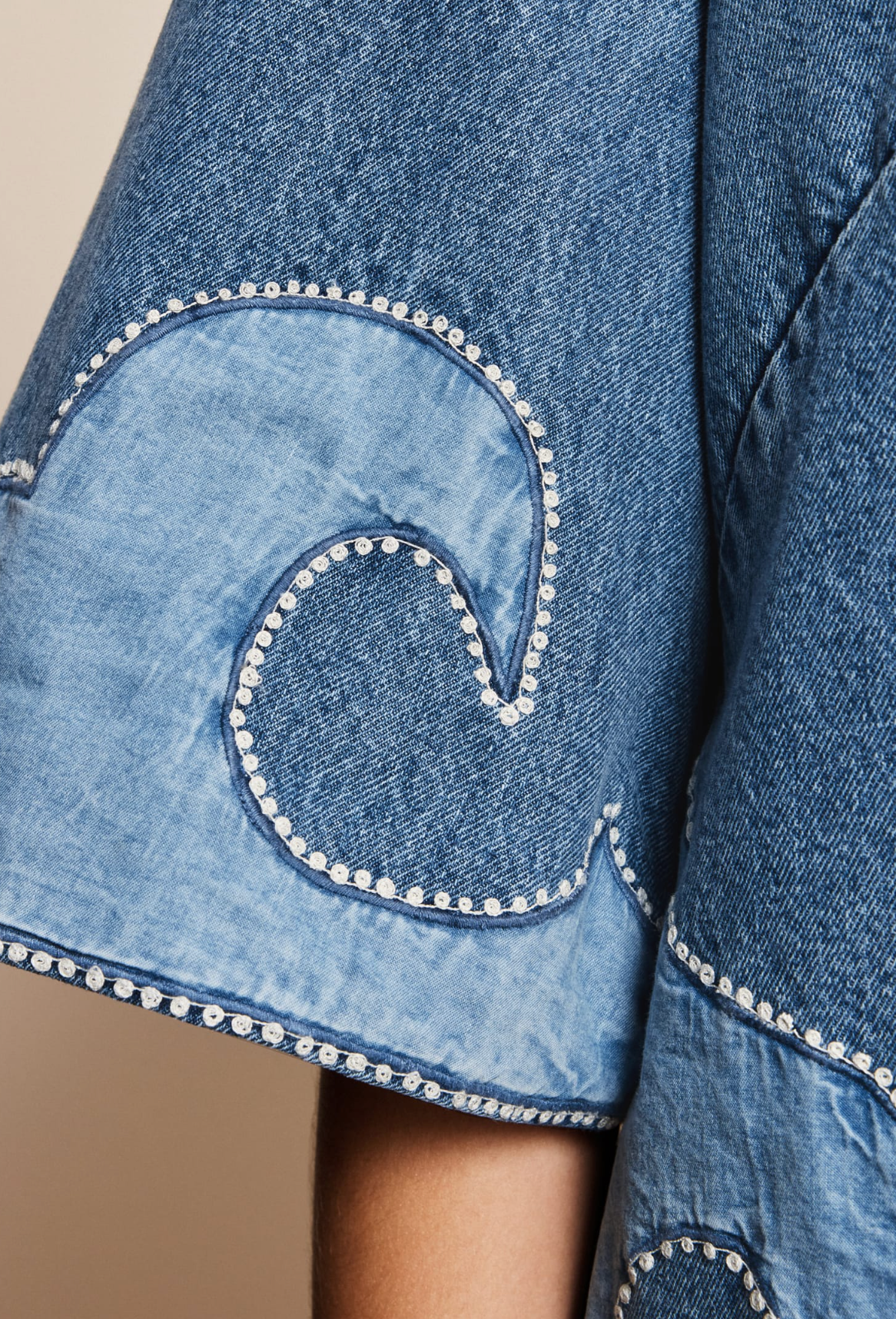 JESSE DENIM APPLIQUE MINI DRESS